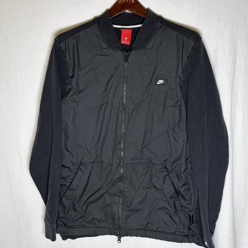 Nike Jacket Womens Large Black Bomber Full Zip Lined Casual Athletic Outdoors
